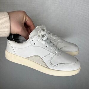 Tread by Everlane Womens White Leather Court Sneakers Black Heel Tab Size 5.5